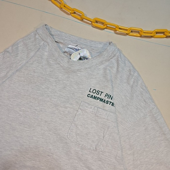 VTG BSA XL Lost Pines Pocket T-Shirt Campmaster Boy Scout Fire 90s MadeUSA Texas - Picture 2 of 6